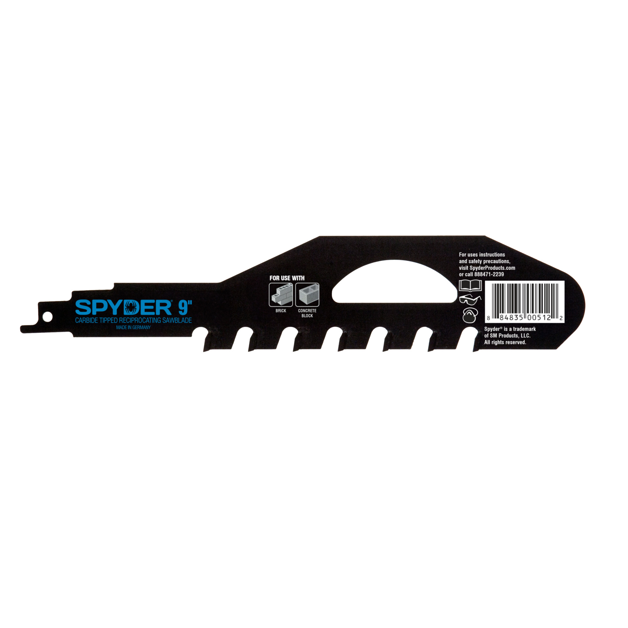 SPYDER Tungsten Carbide Tipped (TCT) Demolition, 9in. 2-Tpi Demolition Tct Reciprocating Saw Blade, Blade Length 9 in, Included (qty.) 1 Model# 200209